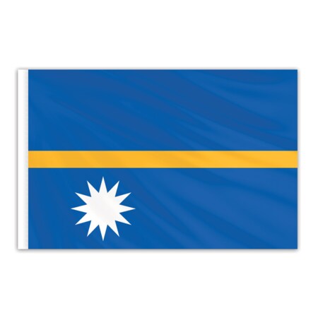 Nauru Indoor Nylon Flag 4'x6' With Gold Fringe